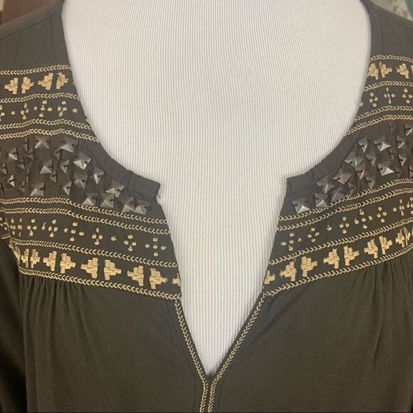 Lucky Brand Rayon Boho embroidered tunic dress brown XL - Picture 4 of 6
